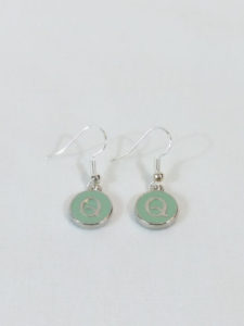 Light Green Enamel Letter Q Earrings