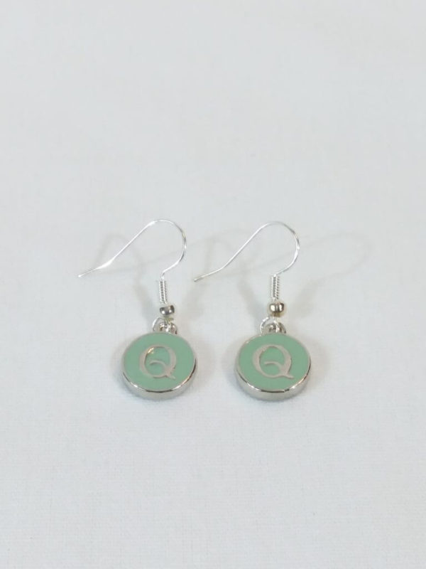 Light Green Enamel Letter Q Earrings