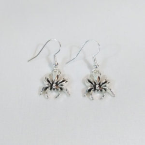 Antique Silver Spider Charm Earrings