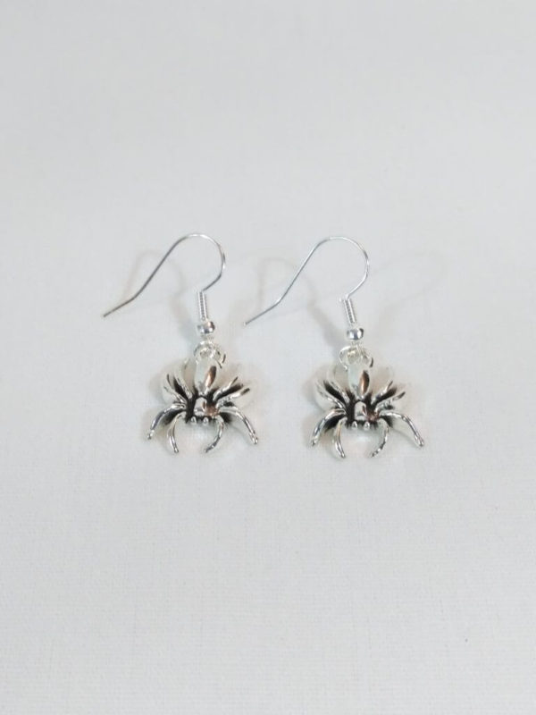 Antique Silver Spider Charm Earrings