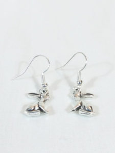Antique Silver Rabbit Charm Earrings