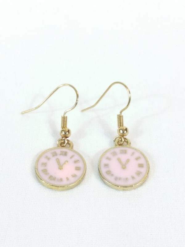 Pink Enamel Clock Charm