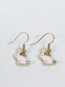 Pink Enamel Rabbit Charm Earrings