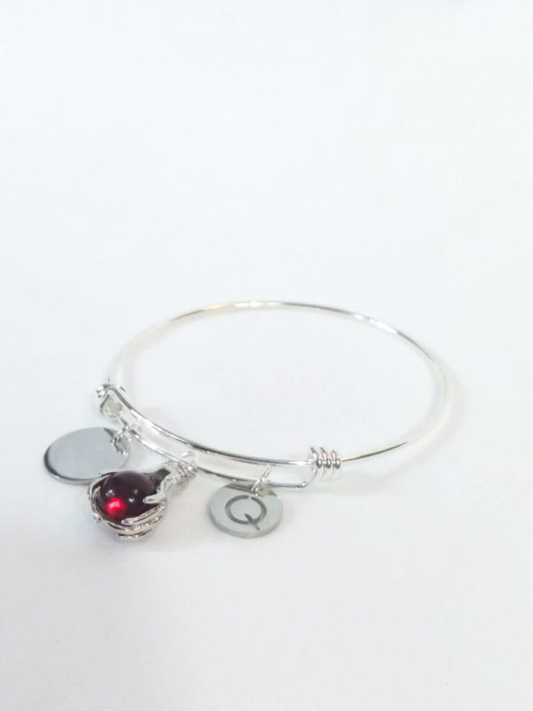 Red Pill Hand Brass Bangle, Silver