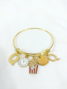 Golden Bangle with Popcorn Charm