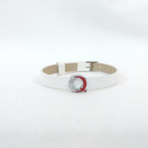 White Watch Band Strap, Red Q