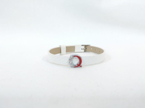 White Watch Band Strap, Red Q