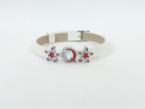White Watch Band Strap, Red Q and Star