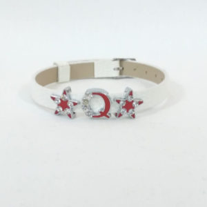 White Watch Band Strap, Red Q and Star