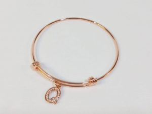 Small Rose Gold Letter Q Bangle